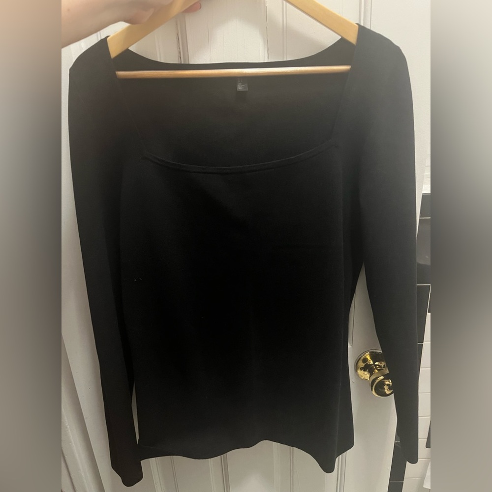 Square neck knit COS size L black long sleeve